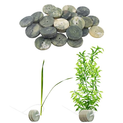 SnowTing 30 PCS Aquarium Plant Weights with Cable Ties, Aquarium Plant Anchors for Fixing Aquatic Live Plants, Anti-Floating Stone Flakes Weighted Blocks, Green