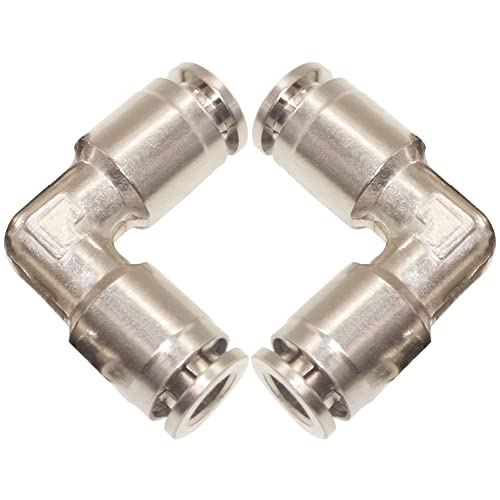 Pneumatic Push To Connect Fittings Heavy Duty Elbow Quick Air Fittings 3/8 inch x 3/8 inch Tube OD Nickel Plated Brass Quick Connect Fittings PV-3/8 (2 Pack) - size: 3/8" OD(2Pcs), style: Elbow