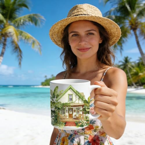 Peacoblue 18 Sheets Rub on Transfers for Crafts, Beautiful House with Flowers 3.6"x3.9" UV DTF Cup Wraps Waterproof Cold Transfers Stickers for Wood Glass Metal Cup Tumblers Mirrors Mugs Home Decor - style: Beautiful House with Flowers