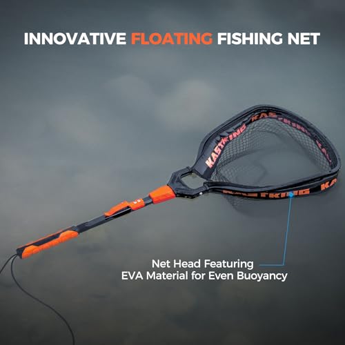 KastKing Titanet Fishing Net, Durable Aluminum Handle, Non-Slip Hi-Vis Grip, Compact Bag & Lanyard, Ideal for Kayak, Lake, Fly, or River Fishing, 2 Net Options - size: 32" Total Length (Fixed Handle), style: Pvc Net