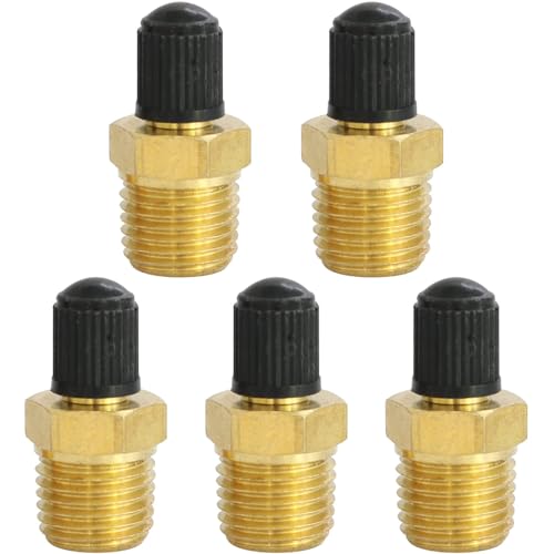 5pcs Tank Valve, Schrader Valve Standard Valve Core with 1/4''NPT Male Threads for Air Compressor Tanks