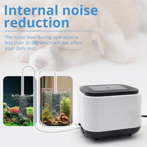 Aquarium Air Pump for Fish Tank, 2 Outlets Adjustable Bubbler, Ultra Quiet & Powerful (3W/5W/10W), Includes Air Stones/Tubing/Check Valve, 108GPH-260GPH for 300-600 Gallon Tanks - size: 10W-Up to 600Gallon
