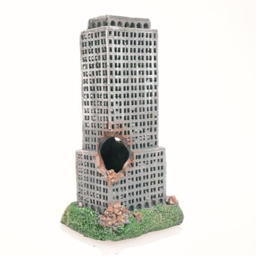 Aquarium Decor,Postwar Skyscrapers Ruins Ornament Decoration for Aquarium Fish Tank GF1213 - style: Postwar Skyscrapers Ruins