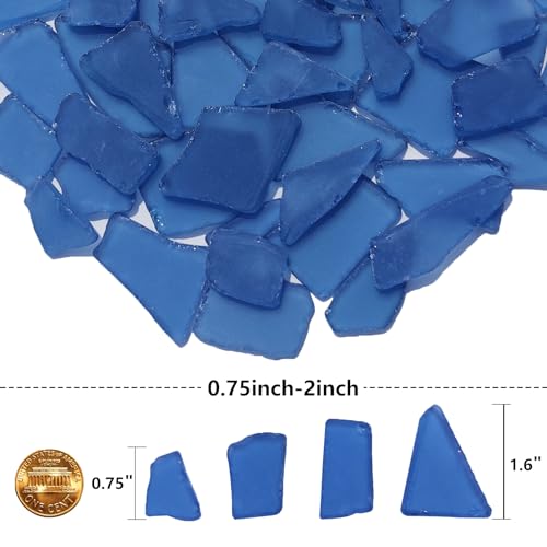 QYGL Sea Glass for Crafts - 14oz Dark Blue Frosted Seaglass Pieces - Vase Filler and Aquarium Ornament, DIY Craft Supplies for Art, Beach Weddings, and Home Decor - color: Dark Blue