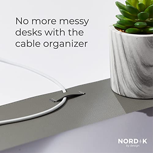 Nordik Leather Desk Mat Cable Organizer - Alaskan Gray 35 X 17 inch - Premium Extended Mouse Mat for Home Office Accessories - Non-Slip Vegan Leather Desk Pad Protector & Desk Blotter Pad - color: Alaskan Gray