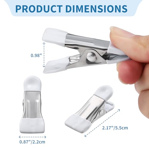 Clothes Pins Heavy Duty Out Door 30 Pack,Chip Clips 2.17 Inch, Bag Clips, Clothespins,Chip Clips Bag Clips Food Clips for Laundry, Bag Clips for Food Clips for Hanging Stainless Steel(White) - color: White