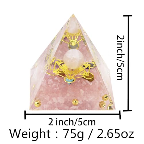2inches Pyramid Decor Natural Crystal Energy Generator Pyramid Chakra Energy Crystal Pyramid Yoga Meditation Tool for Home Decoration Fengshui Ornaments Gift(2 inches Pyramid - Pink Crystal) - color: 2 Inches Pyramid - Pink Crystal