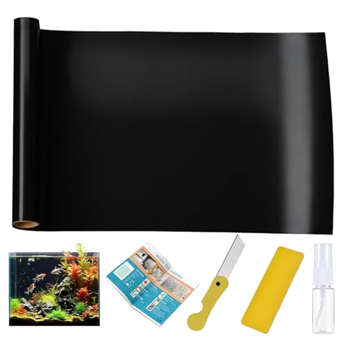 Black Aquarium Background Film, 79"x17.5"in, Static Cling Fish Tank | PVC Static Cling Backdrop, No Glue, No Residue, Removable, Reusable, Easy Install for Fish Tanks - size: 79"x17.5"in
