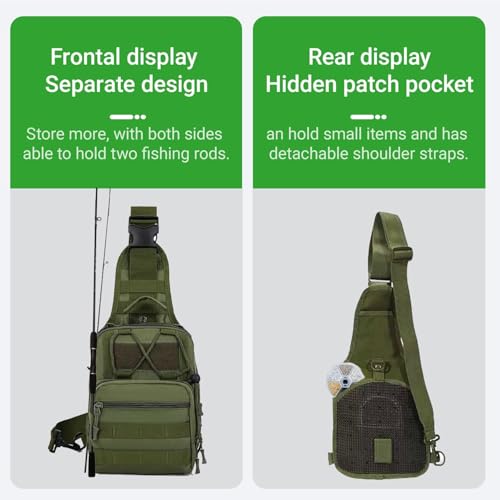 Lightweight Fishing Tackle Backpack Professional Water-Resistant All-in-One Rod Holder & Gear Storage - color: Green