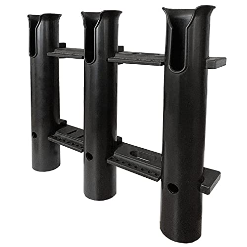 ISURE MARINE Fishing Rod Holder Bracket Wall Mounted Boat Side Mount Tool Holder Tube Links with Screws 2/3/4/6 Pole Tube (White/Black) - color: 3-Link Black