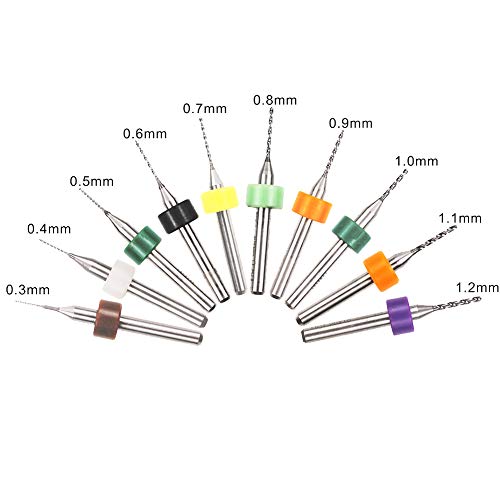 50pcs PCB Drill Bits Set Spiral Flute Carbide 0.3mm-1.2mm for Print Circuit Board Stone Dremel Jewelry CNC Engraving (5PCS Each)