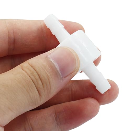 1/4" One Way Inline Check Valve 2 Pcs, Non Return Ozone Resistance PVDF Plastic One-Way Fuel Oil Water Gas Pump Air Check Valve - size: 1/4 Inch