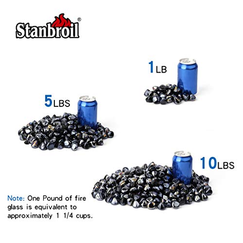 Stanbroil 10-Pound Fire Glass Diamonds - 1/2 inch Luster Fire Glass for Fireplace Fire Pit and Landscaping, Onyx Black Luster - color: Onyx Black Luster