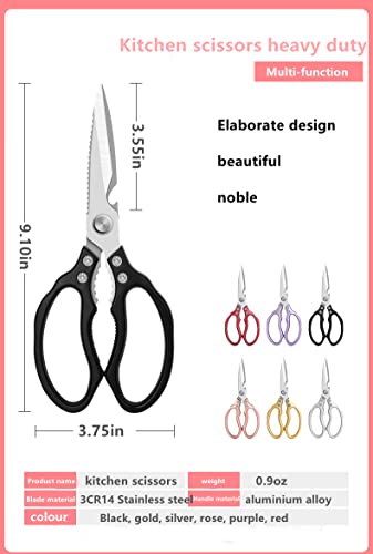 AWinjoy Heavy Duty Sharp Kitchen Scissors, Dishwasher Safe, Cooking Shears for Meat, Chicken, Fish, Poultry, Herb, Bread (Black) - color: Black