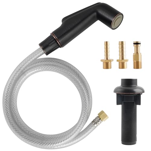 Hygie Rinse Oil Rubbed Bronze Kitchen Spray Attachment/Hose/Holder Set, Compatible with Moen/Delta Faucet, Kitchen Side Sprayer, 1/4'' Female Thread, ABS Plastic, 1-Pack - color: Oil Rubbed Bronze, style: Sprayer Head/Hose/Holder Set