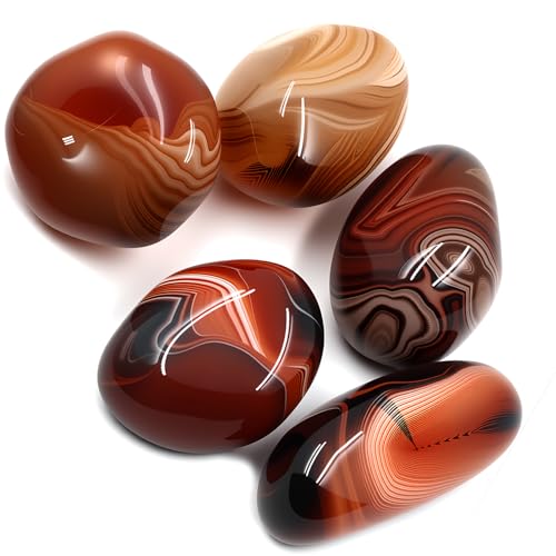 Agate Palm Stone Worry Stones,Natural Sardonyx Healing Crystal for Massage Meditation, Healing, Yoga, Reiki, Zen,Aquarium Decorative Rocks,Gift for Girls Christmas Gifts 4CM (4cm/5pcs) - size: 4cm/5pcs