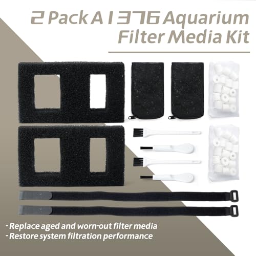 A1376 Aquarium Filter Media Kit Compatible with Fluval Betta Flex Spec Evo Series Desktop Aquarium Filters Foam with Ceramic Rings Brushes and Cords Replacement Set, 2 Set