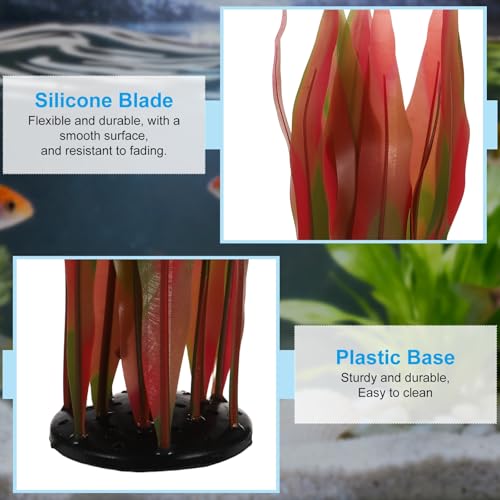 Aquarium Decoration, 17" Plastic Fish Tank Plants Artificial Silicone Glowing Kelp Aquarium Plants Ornament, (Red, 1 Pcs), Intended for Tall Fish Tank Decor/Landscaping - color: Red, size: 17"