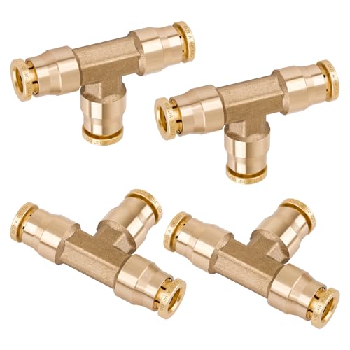 1/4" Tee Union Push to Connect Fittings， 4PCS DOT Approved Air Fittings Brass Air Brake Line Fittings，Quick Push in Union Fittings for Trucks Trailers Industrial Workshops - color: DOT Union Tee, size: 1/4" Od