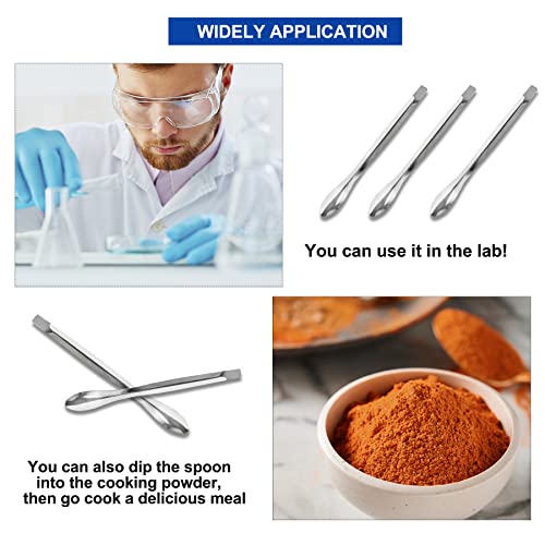 Piutouyar 15 Pcs 3 in 1 Lab Spoon Micro Lab Spatula Stainless Steel Lab Scoop for Reagent Sampling, Mixing, Measuring 105/125/140mm for a Set - size: 3 in 1 Lab Spoon
