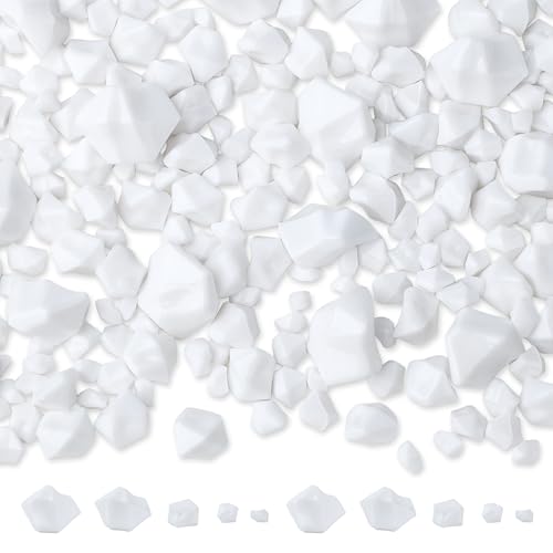 700 Pcs Fake Ice White Rocks Acrylic Plastic Vase Fillers Crushed Gems 5 Sizes for DIY Wedding Centerpiece Table Scatter Decoration Photography Props Display Decoration - color: White
