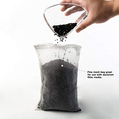 Aquarium Filter Media Bag - 10 Pcs Durable Nylon Fine Mesh with Zipper for Koi Pond, Canister, Fish Tank Filter, Pellet Carbon, Bio Balls, Ceramic Rings (6 x 8 Inch)