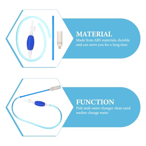 Aquarium Gravel Vacuum Cleaner 1.96m Manual Siphon Water Changer Portable Fish Tank Gravel Vacuum for Aquarium Cleaning and Water Replacement