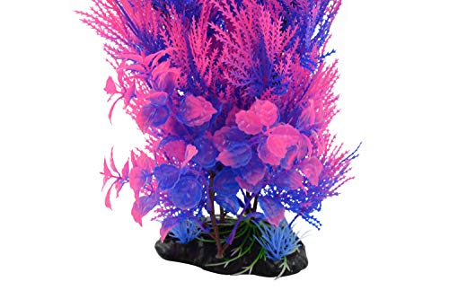 CNZ Aquarium Decor Fish Tank Decoration Ornament Artificial Plastic Plant Green 15.5-inch Pink/Purple, 2-Pack