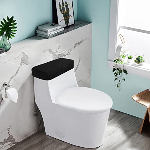 Toilet Tank Lid Cover, Bathroom Stretch Washable Spandex Toilet Tank Protector Cover with Elastic Bottom, Black - color: Black