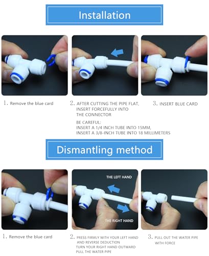 1/4" to 3/8" Push-Fit Fittings Set for RO System, 5 Pcs | Includes globe valve, 3-way tee, elbow & straight coupling for 5-stage reverse osmosis RO DIY water purification systems. - style: 1/4 turn 3/8 quick connect straight elbow three-way ball valve col