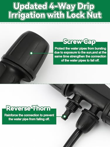 Kalolary 20PCS Locked Barbed Tee Connectors, 5/16" to 1/4" Drip Irrigation Fittings Kit 8/12mm to 4/7mm Tube Lock Female Connector 4-Way Barbed Lock Irrigation Parts for Watering System (Black) - color: Black 5/16" to 1/4" 4-Way