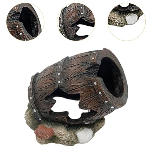 Fish Tank Decoration Rock Cave House Landscaping Figurine Aquarium Hideaway Barrel Fish Tank Ornament Barrel