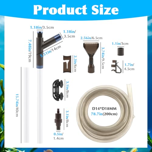Aquarium Siphon Gravel Cleaner, Fish Tank Vacuum Cleaning Kit, Manual Water Changer Pump for Aquarium and Turtle Tanks, Gravel Vacuum Sand Washer for Removing Waste and Debris(COLOR:Black+Transparent)