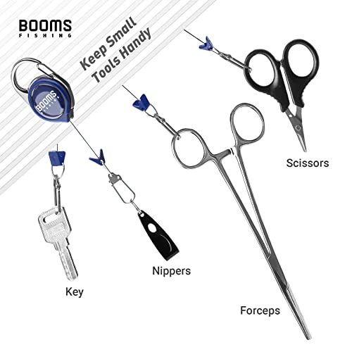 Booms Fishing FF3 7 PCS Fly Fishing Tools Kit, Fishing Knot Tool and Line Clipper Retractor, Magnetic Net Release with Lanyard, Fly Fishing Tippet Spool Holder, Hook Remover Forceps - color: Blue