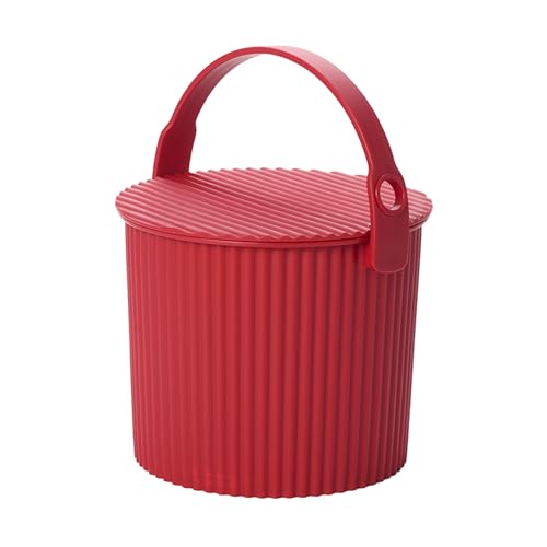 Hachiman Mini Bucket - 1.1 Gallon Heavy Duty Bucket with Lid and Handle - Hands-Free Filling - Easy to Stack and Store - Indoor Outdoor Use - 6.9" x 8.3" - Red - color: Red, size: Mini