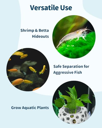 Uniclife Shrimp Cave, Shrimp Hides for Aquarium, Realistic Plastic Aquarium Coral Rock Decorations with Suction Cup, Betta Hideout Tank Accessories for Fish Tank Decor, Hiding & Resting - color: White