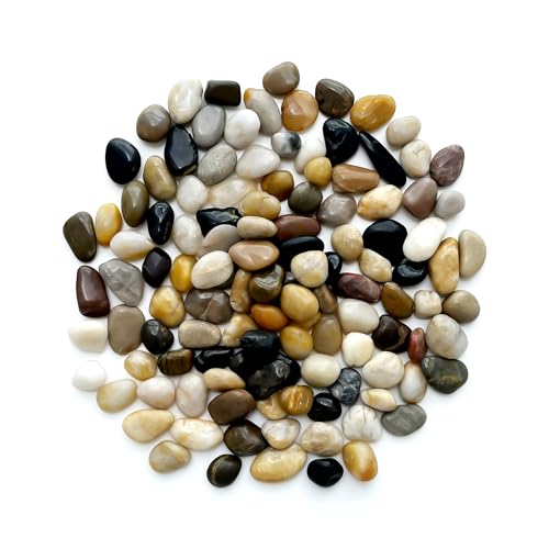 Rocks for Plants 5 Lbs, 0.8-1.5 Inch High Polished Pebbels, Decorative Stones for Garden Landscaping, Smooth Gravel Filler for Outdoor Plants, Succulents, Fish Tank and Vases - color: colored
