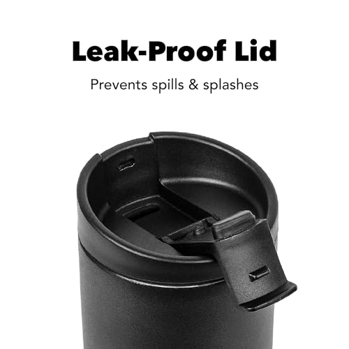 MiiR Flip Traveler 16oz - Double-Wall Vacuum Insulated with Leakproof Flip Lid, BPA-Free Stainless Steel Construction, Insulated Tumbler for Hot or Cold Drinks - color: Black, size: 16 Ounces