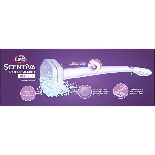 CLOROX Scentiva ToiletWand Toilet Cleaner Refills, Toilet brush, Lavender and Jasmine, 10 Count
