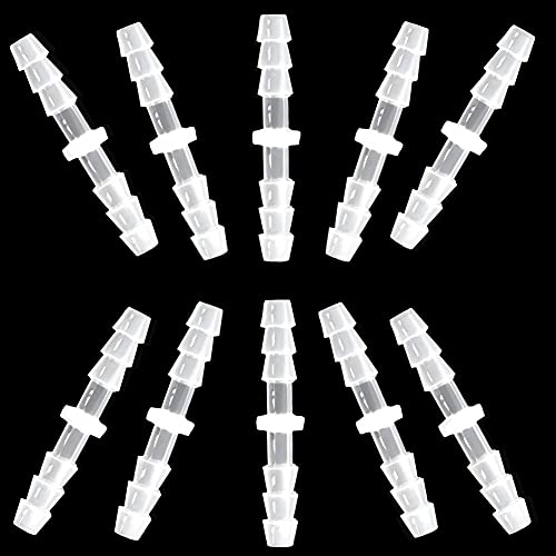 Plastic Hose Barb Fitting 3/16" x 3/16" Pipe Connectors Joint Splicer Mender Adapter Union for Aquarium Household Adapters Fuel Gas Liquid Air (Pack of 10) - size: 3/16 Inch-10pcs