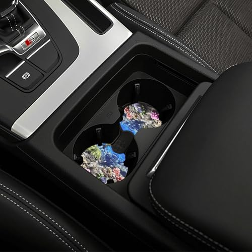 Reef Coral Fish Red Egypt Animals Wildlife Nature Ocean Life Aquarium Hawaii Car Cup Holder Mats (2-Pack) - Universal Coasters for Sedans, Trucks, Suvs & Boats, All-Weather Drink Protectors