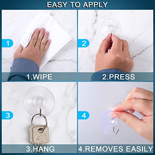 Mudder 80 Pcs Suction Cup Hooks Wall Clear Suction Cups with Metal Hooks Window Hangers for Glass Wall Towel Hangers Supplies Bathroom Glass Kitchen Decorations,3 lbs (45 mm) - size: 45 mm