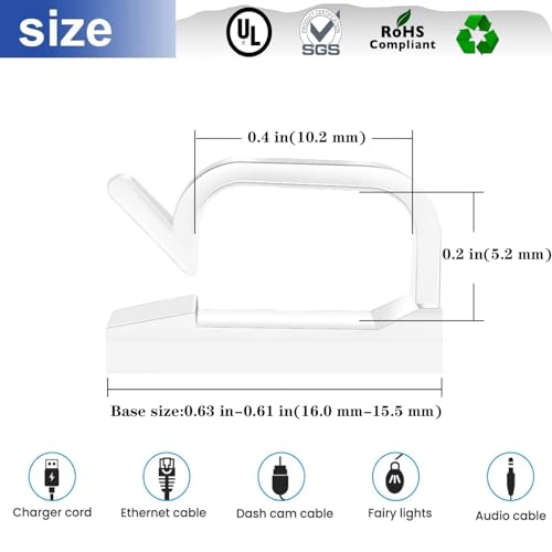 Cable Clips，50PCS Electrical Cord Management Adhesive Cable Wire Clip Wire Clips wall，Used for Cars, Offices, and Homes Cable Clips Cord Organizer (Transparent) - color: Transparent, size: Small