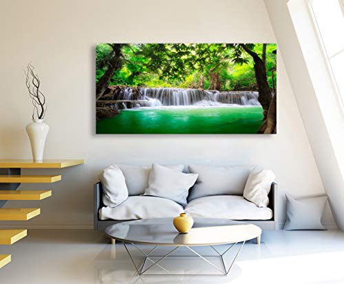 Cao Gen Decor Art-S01474 1 Panels all Art Tropical Beautiful Waterfall Prints Light Green Forest Natural Landscape Picture Canvas Paintings Creek Scenery Spring for Home Wall Decor Artwork XXLarge - color: waterfall-A, size: 56"L x 28"W
