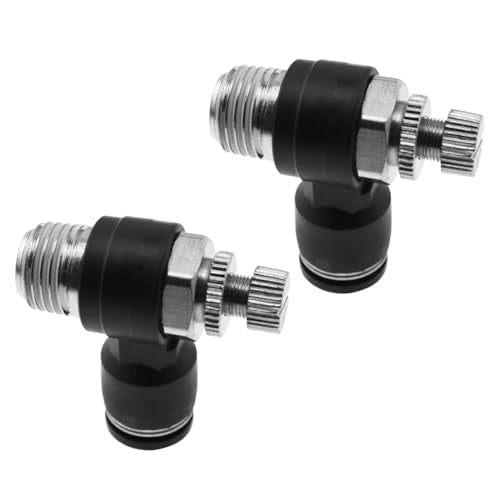 2PCS Air Flow Control Valve PT1/4 Pipeline Valve Quick Pneumatic Connector 90 Degree Elbow Pipeline Accessories For Conveying Air Vacuum Water Regulating And Controlling Flow