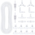 Pawfly 25 Feet Airline Tubing Standard Aquarium Air Pump Accessories with Check Valves, Suction Cups and Connectors