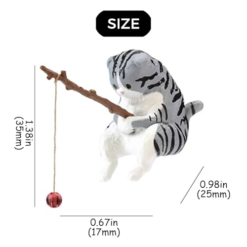 1pcs Fish Landscape Fishing Cat Decorations, Mini Resin Statues, Cartoon Cat Statues, Used for Home Office Aquarium Decoration, Desktop Courtyard, Pond Indoor and Outdoor