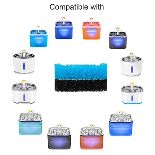 Wonder Creature Cat Fountain Filter Replacement, Upgraded Sponger Foam Filter for Round and Cubic Stainless Steel Top Cat Fountain, for Crystal and 2L/67oz Cat Fountain (Pack of 8)