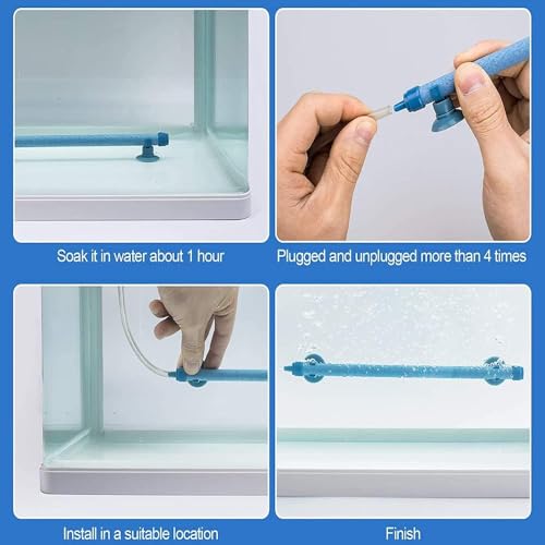 2 PCs 10 Inch Aquarium Bubble Wall Air Stone Bar, Air Stone Bar Tubes with Suction Cups, Spray Aeration for Fish Tank Hydroponics Pump，Blue