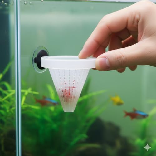 3Pcs White Fish Feeder Feeding Cup Feeding Funnel Cone Shaped Reusable Plastic Worm Fish Feeder with Suction for Fish Tank Aquarium